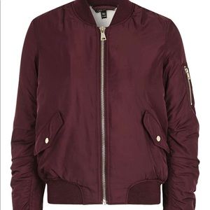 TOPSHOP Burgundy Bomber Jacket